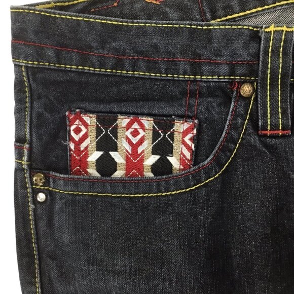 Ruthless Art Embroidered Men's Jeans 36 x 34 Aztec Southwest Phoenix Dark Artful - Picture 3 of 12